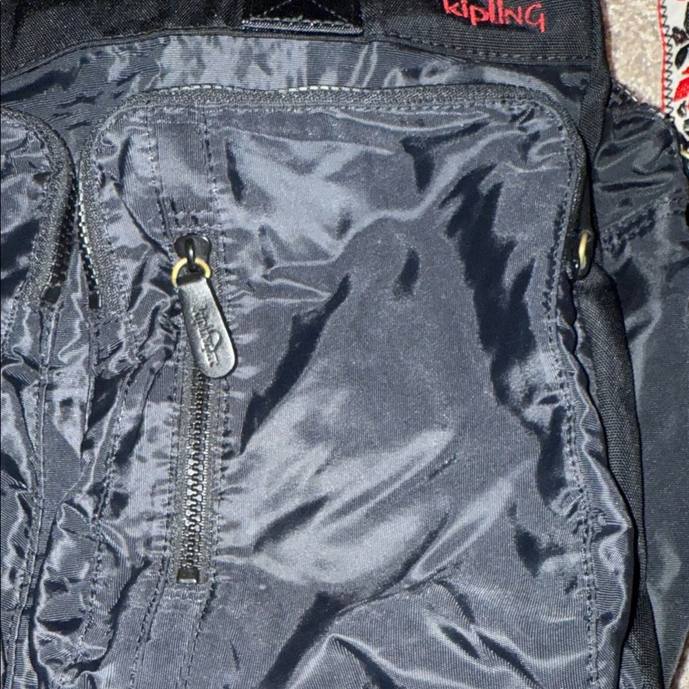 Kipling Black Tote Bag with Red Accents - Picture 4 of 8